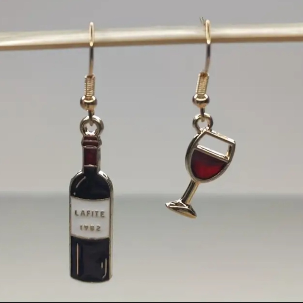 Wine Bottle and Glass Earrings